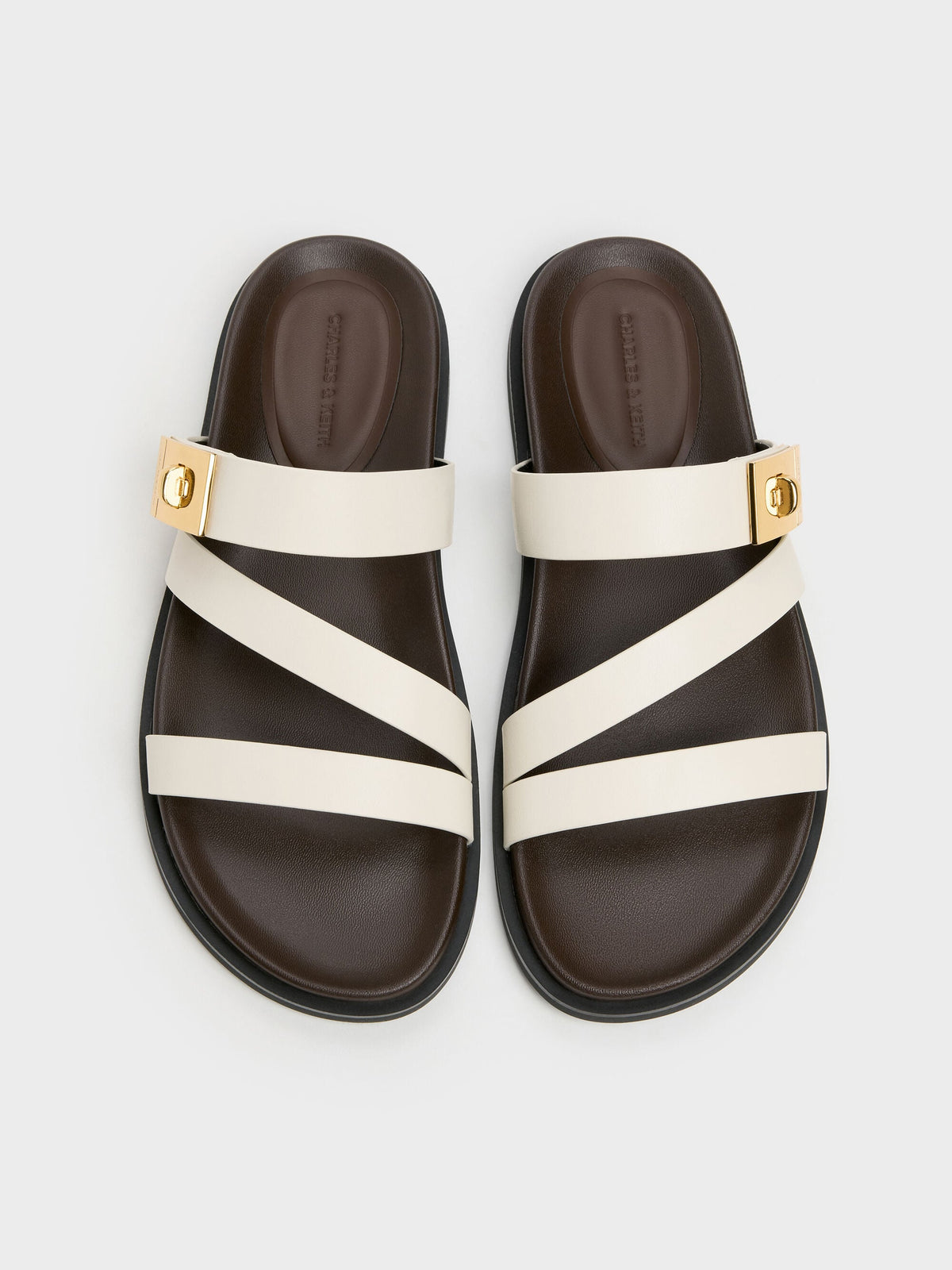 CHARLES & KEITH Recommended | Aelin Metallic-Buckle Strappy Sandals - White