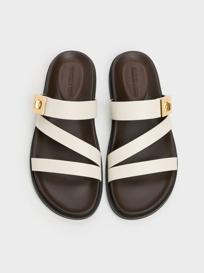 CHARLES & KEITH Recommended | Aelin Metallic-Buckle Strappy Sandals - White