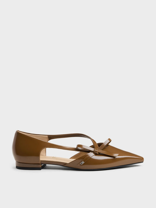 CHARLES & KEITH Sale | Anastasia Leather D'Orsay Flats - Brown