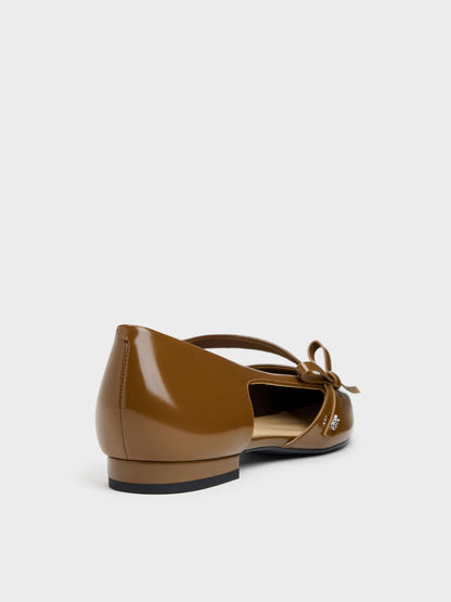 CHARLES & KEITH Sale | Anastasia Leather D'Orsay Flats - Brown