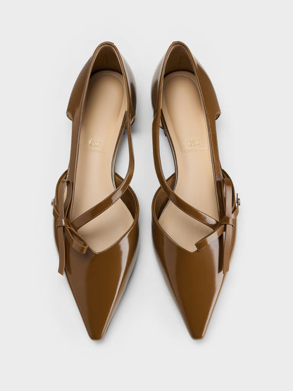 CHARLES & KEITH Sale | Anastasia Leather D'Orsay Flats - Brown