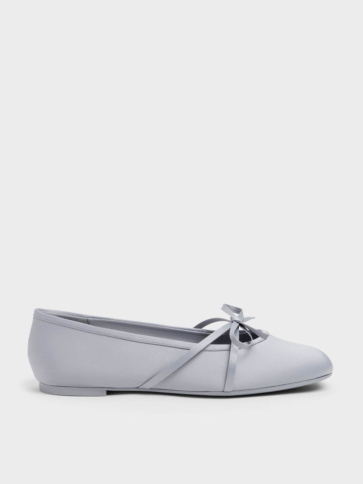 CHARLES & KEITH Top Pick | Satin Bow Ballet Flats - Grey