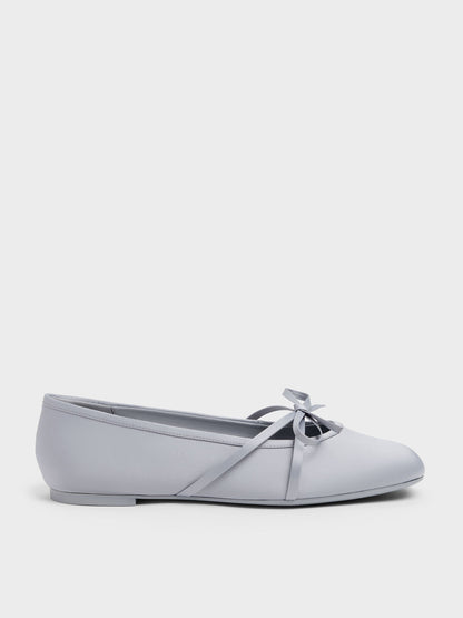 CHARLES & KEITH Top Pick | Satin Bow Ballet Flats - Grey