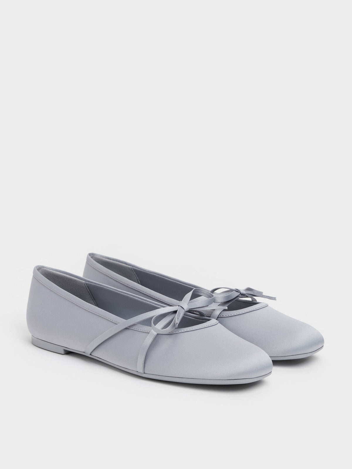 CHARLES & KEITH Top Pick | Satin Bow Ballet Flats - Grey
