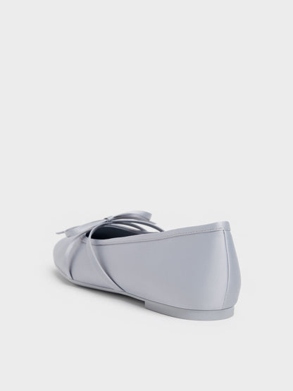 CHARLES & KEITH Top Pick | Satin Bow Ballet Flats - Grey