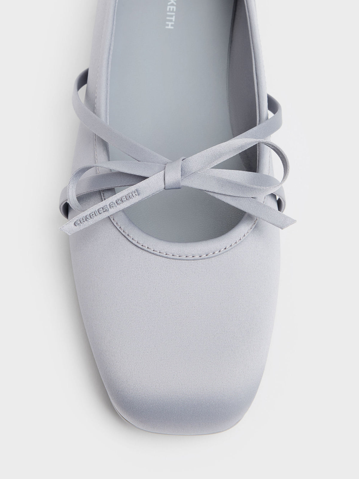 CHARLES & KEITH Top Pick | Satin Bow Ballet Flats - Grey