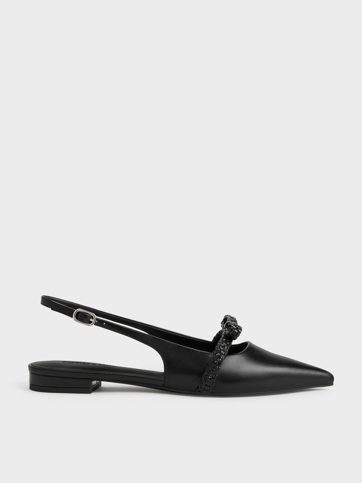 CHARLES & KEITH Everyday | Kaleen Woven-Bow Slingback Flats - Black