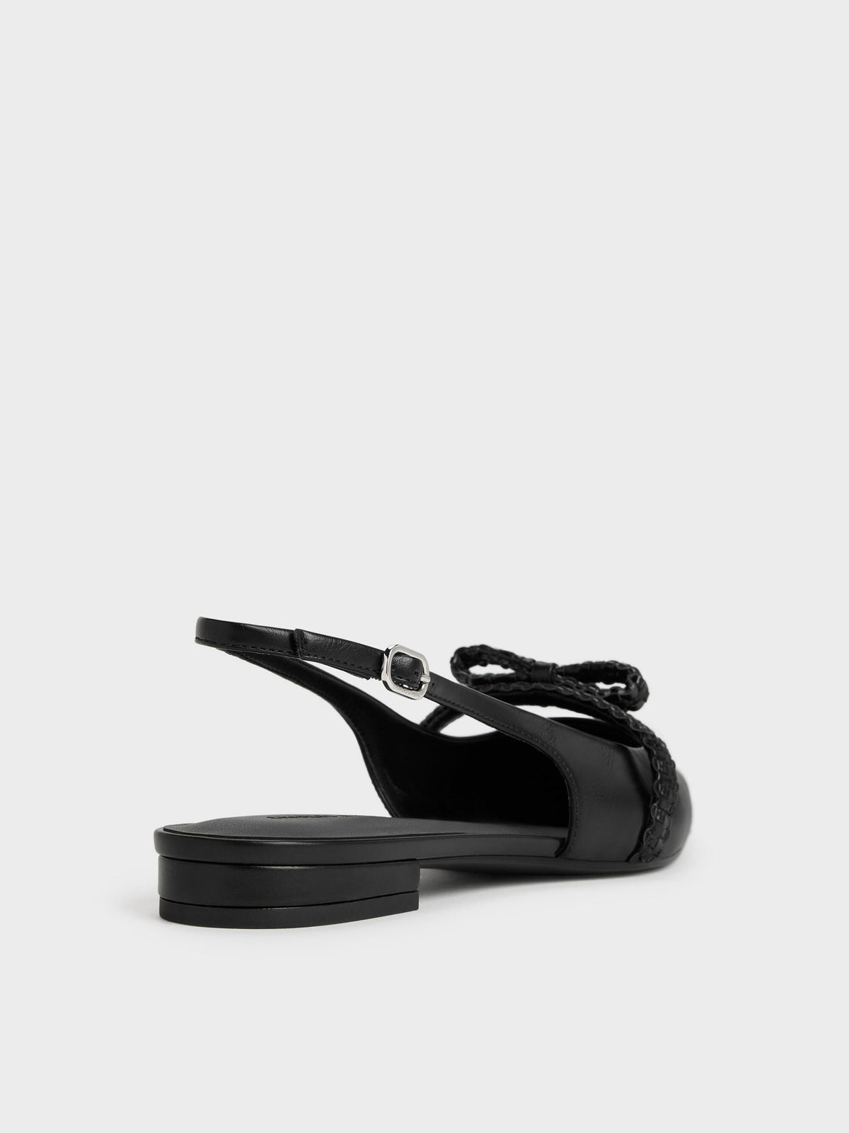 CHARLES & KEITH Everyday | Kaleen Woven-Bow Slingback Flats - Black