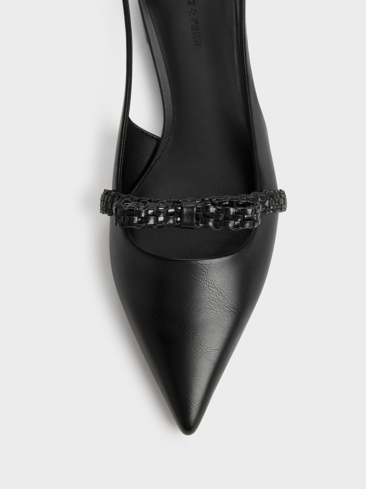 CHARLES & KEITH Everyday | Kaleen Woven-Bow Slingback Flats - Black