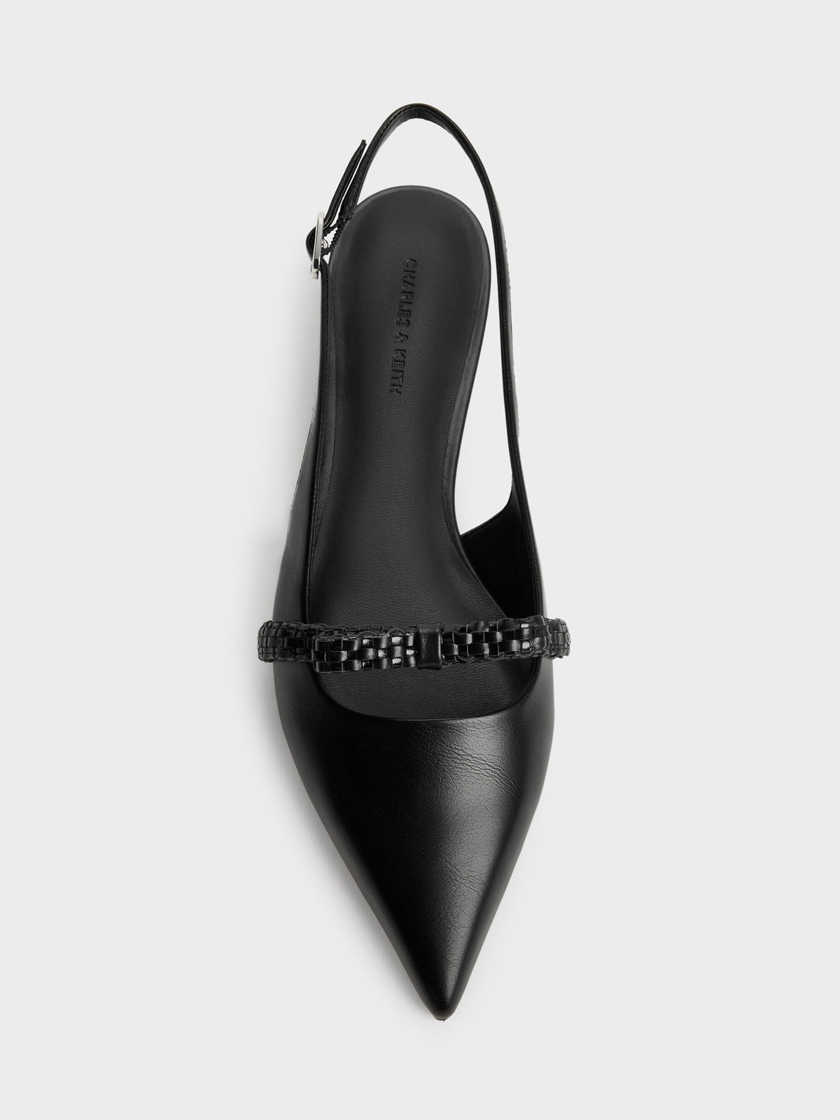 CHARLES & KEITH Everyday | Kaleen Woven-Bow Slingback Flats - Black