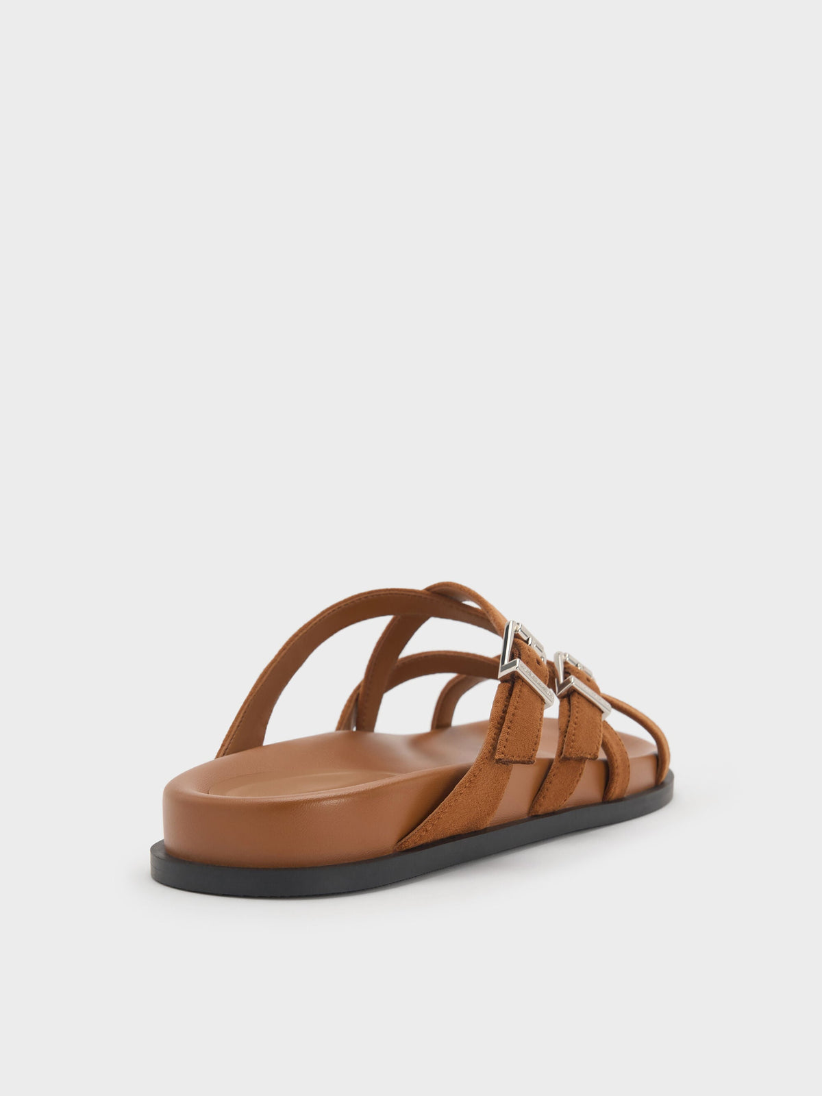 CHARLES & KEITH Quality | Faux Suede Crossover Toe-Ring Sandals - Cognac