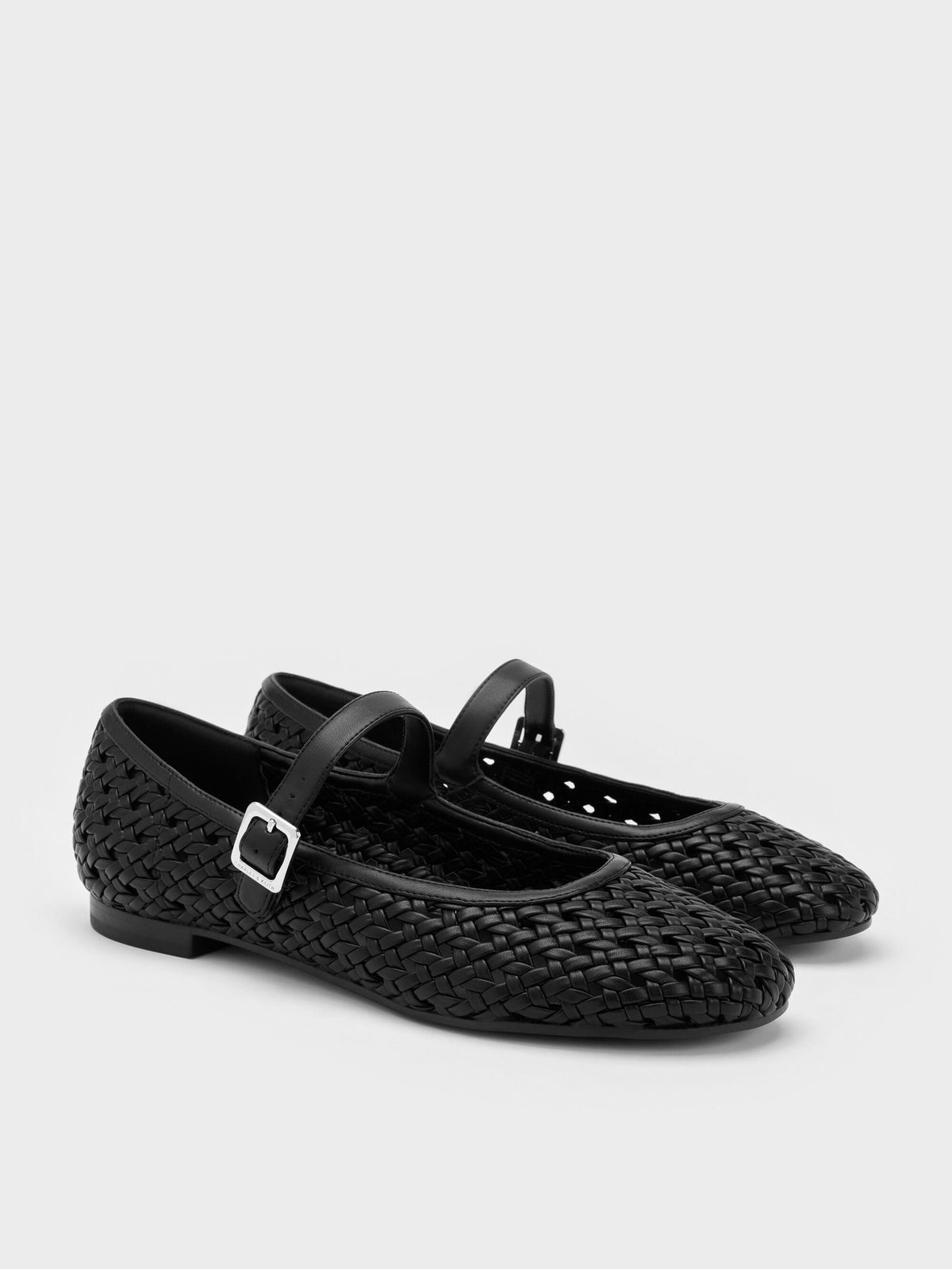 CHARLES & KEITH Quality | Woven Mary Jane Flats - Black
