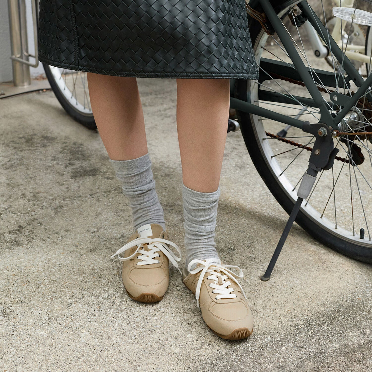 CHARLES & KEITH Sale | Lace-Up Sneaker Mules - Taupe