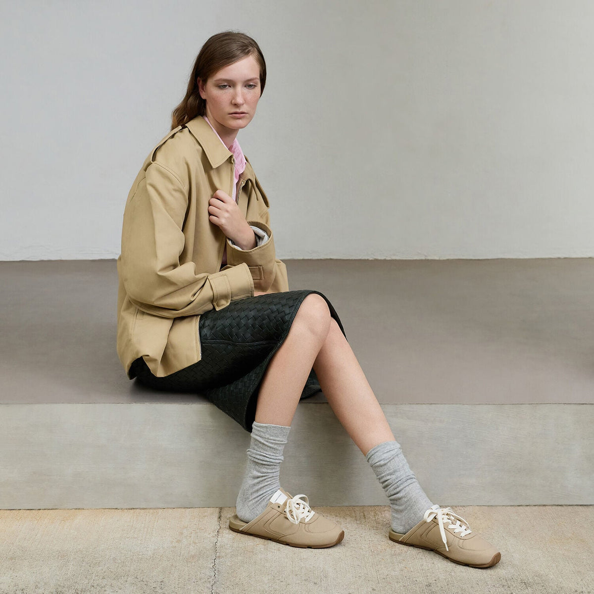 CHARLES & KEITH Sale | Lace-Up Sneaker Mules - Taupe