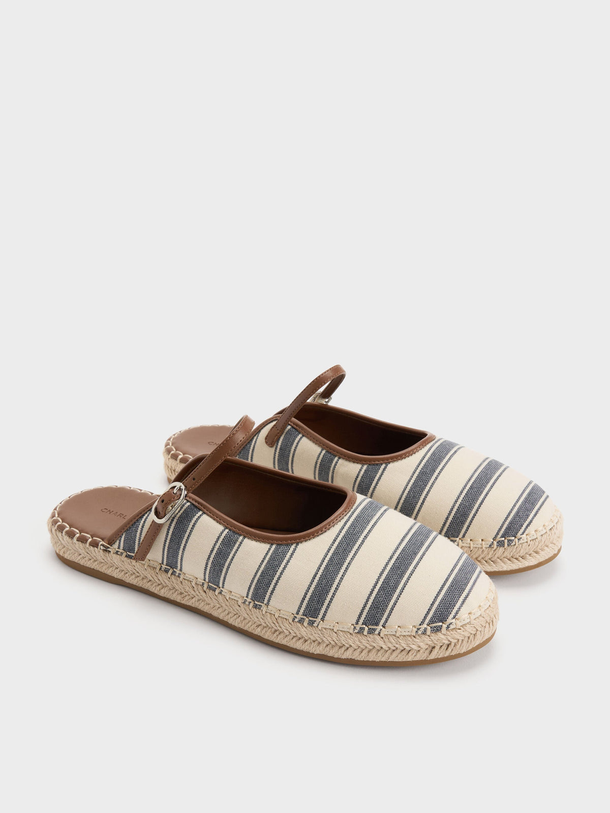 CHARLES & KEITH Trending | Striped Mary Jane Espadrille Mules - Dark Blue