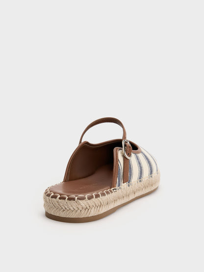 CHARLES & KEITH Trending | Striped Mary Jane Espadrille Mules - Dark Blue