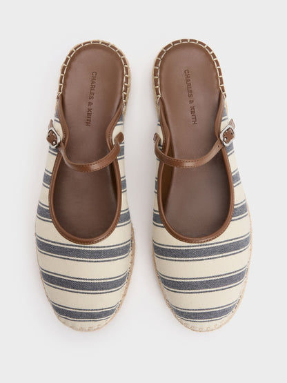 CHARLES & KEITH Trending | Striped Mary Jane Espadrille Mules - Dark Blue