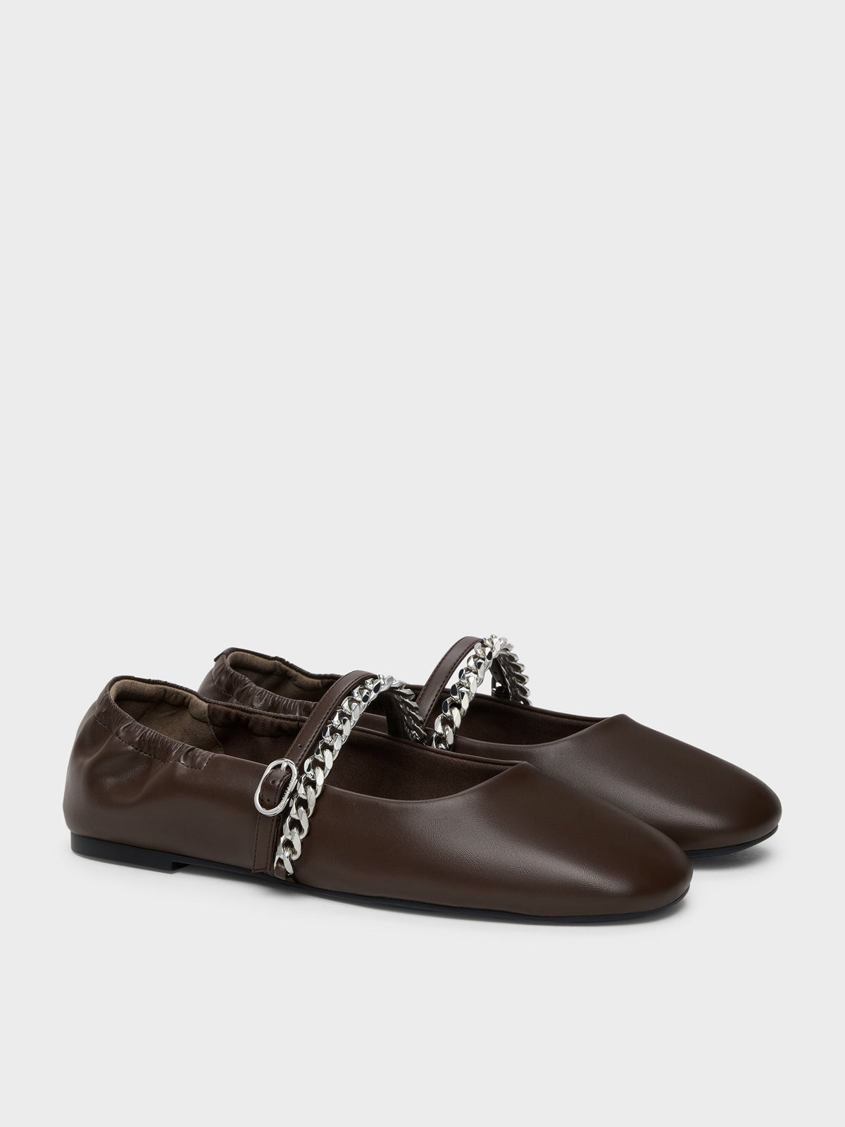 CHARLES & KEITH Everyday | Georgie Chain Mary Jane Flats - Dark Brown