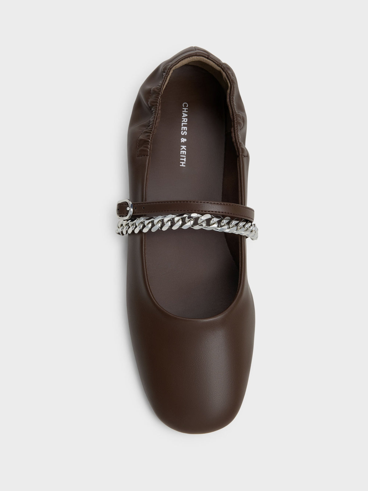 CHARLES & KEITH Everyday | Georgie Chain Mary Jane Flats - Dark Brown