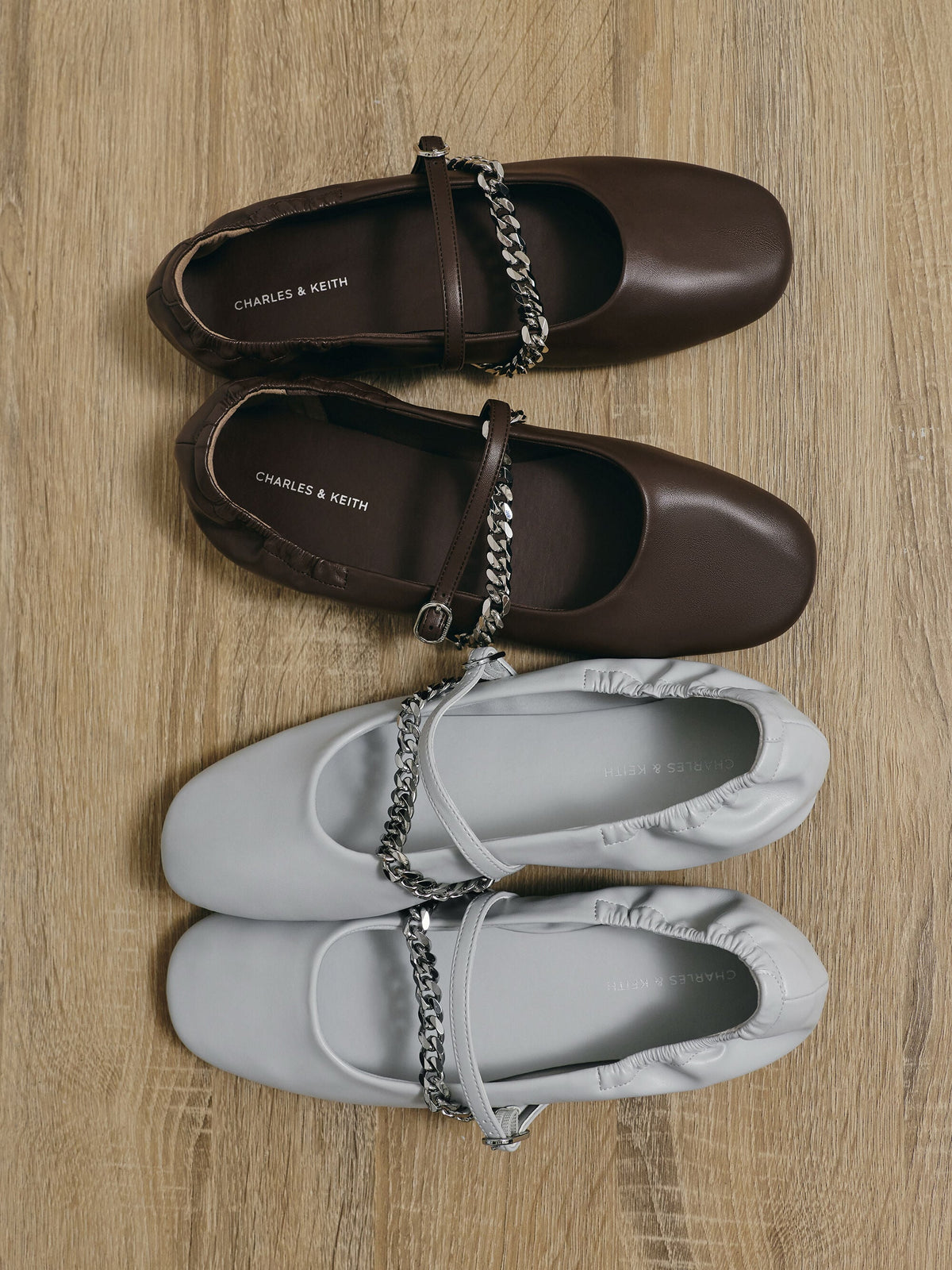 CHARLES & KEITH Everyday | Georgie Chain Mary Jane Flats - Dark Brown
