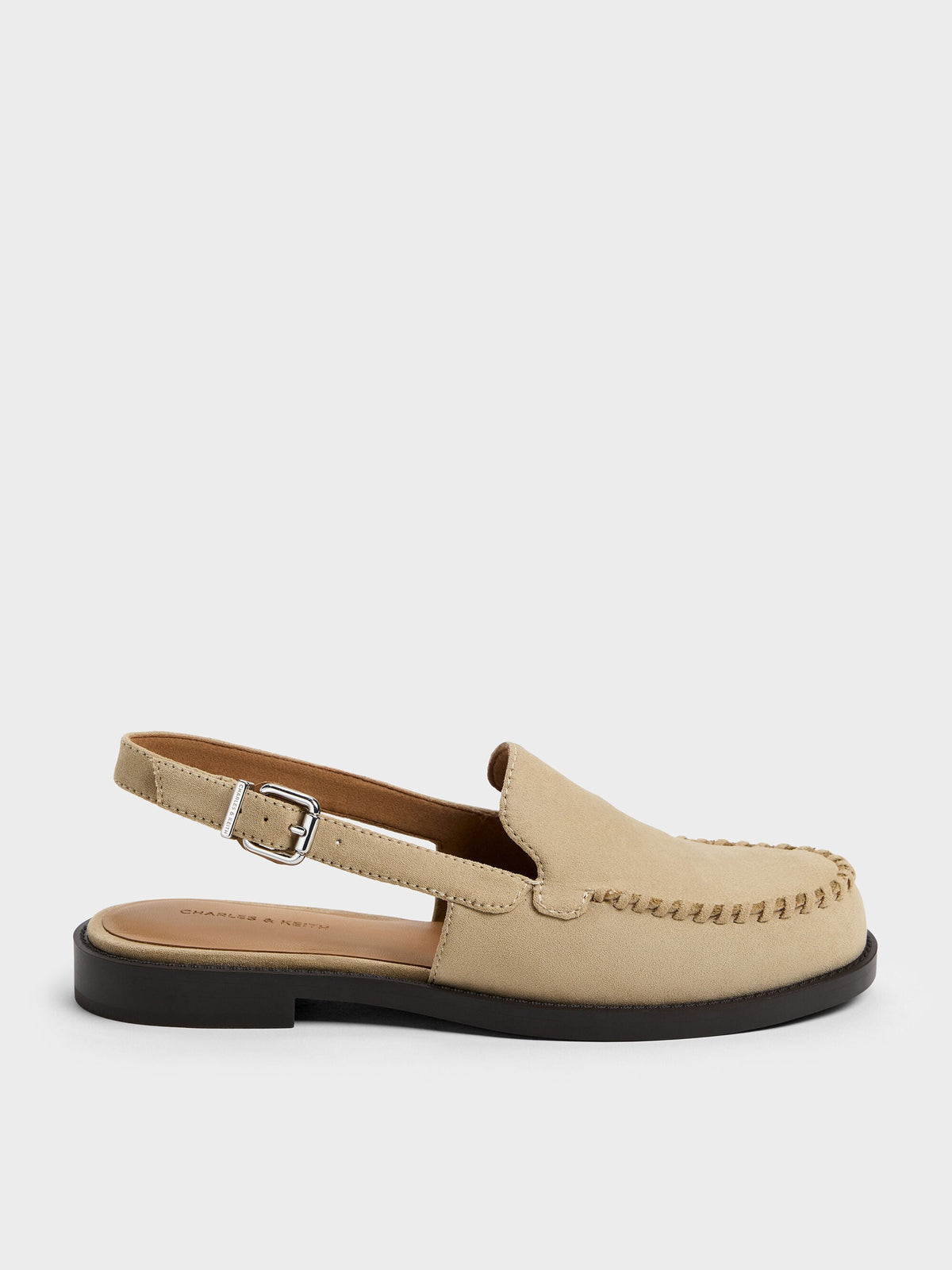 CHARLES & KEITH Popular | Gale Faux Suede Slingback Loafers - Beige