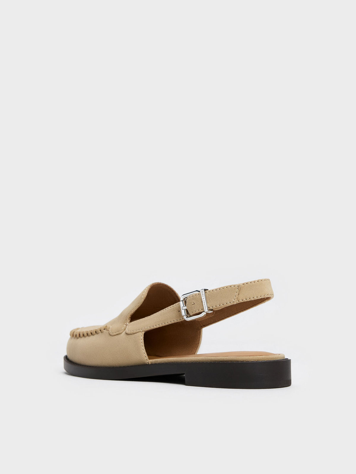 CHARLES & KEITH Popular | Gale Faux Suede Slingback Loafers - Beige
