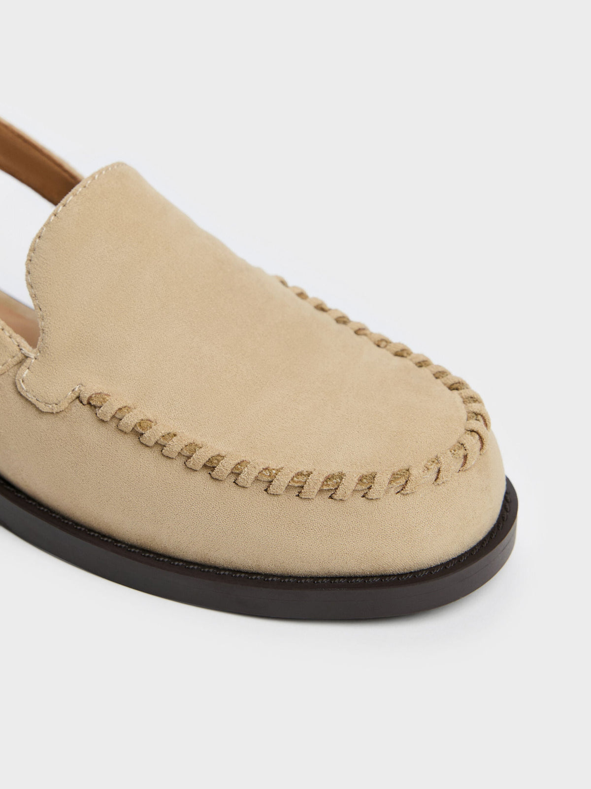 CHARLES & KEITH Popular | Gale Faux Suede Slingback Loafers - Beige