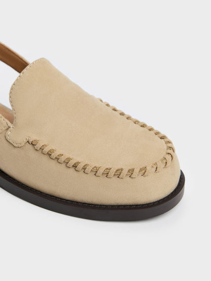 CHARLES & KEITH Popular | Gale Faux Suede Slingback Loafers - Beige