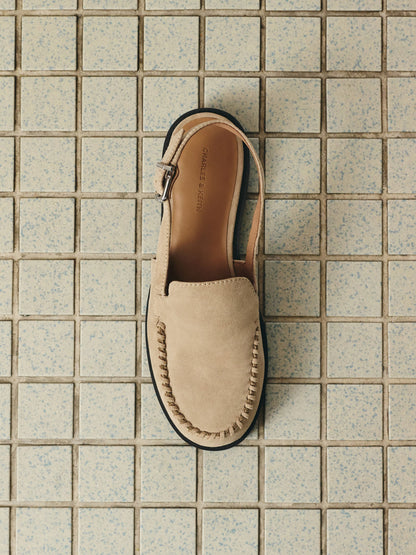 CHARLES & KEITH Popular | Gale Faux Suede Slingback Loafers - Beige