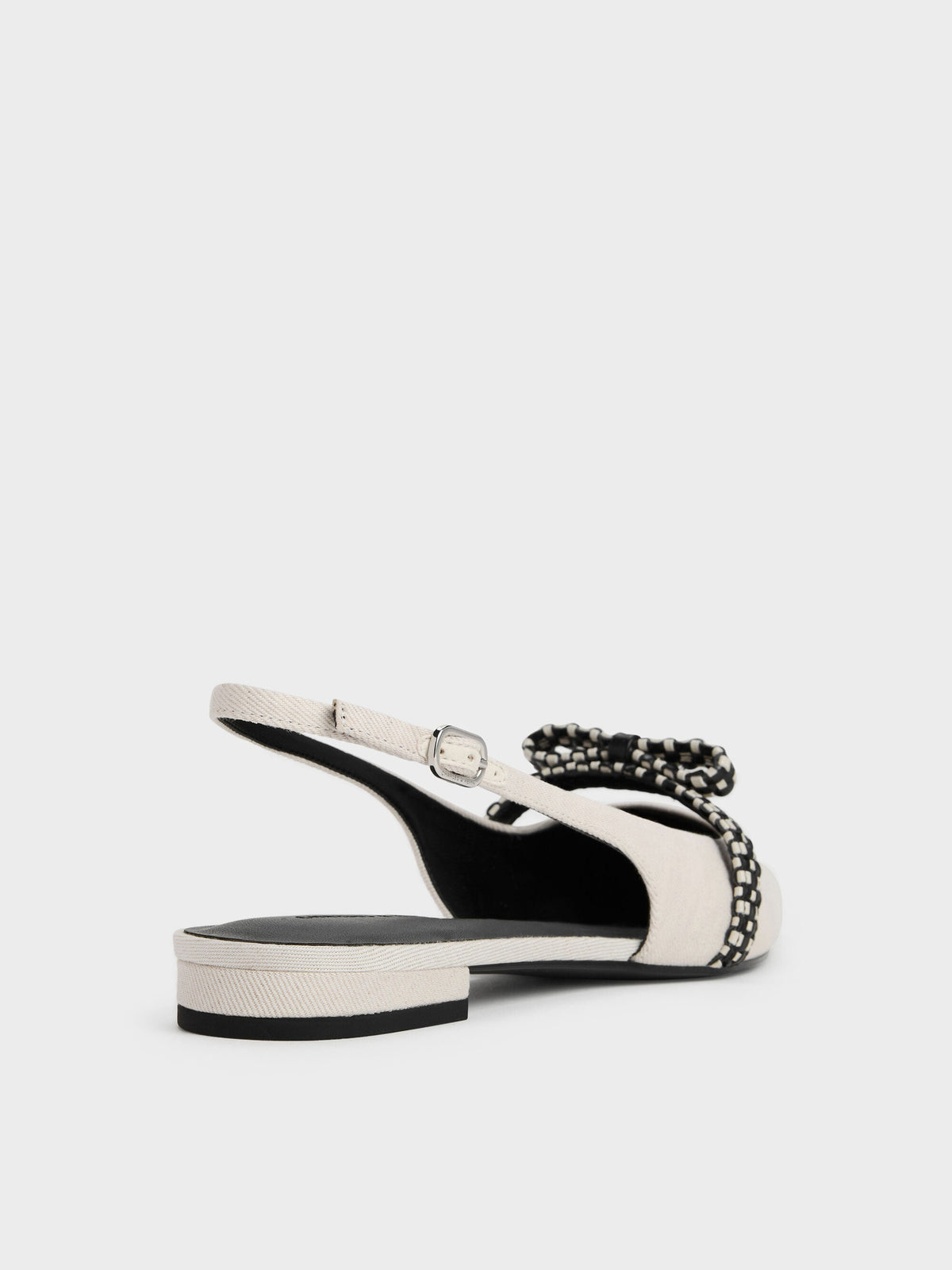 CHARLES & KEITH Signature | Kaleen Linen Woven-Bow Slingback Flats - Chalk
