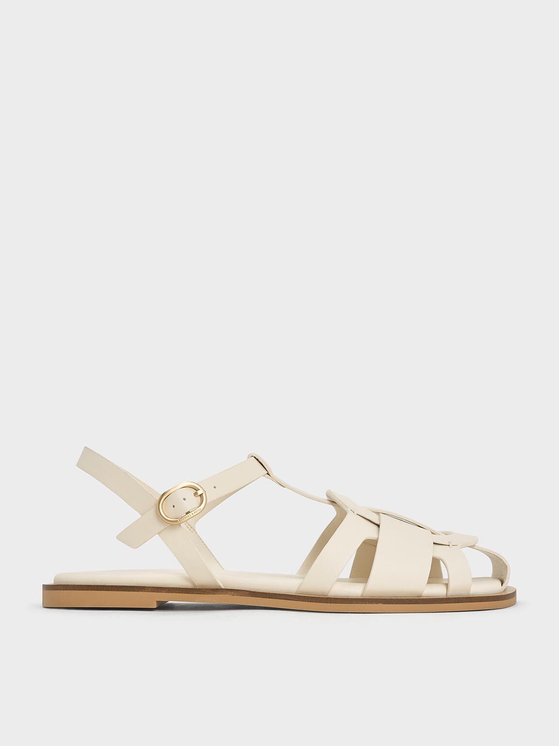 CHARLES & KEITH Value | Easley T-Bar Caged Sandals - Chalk