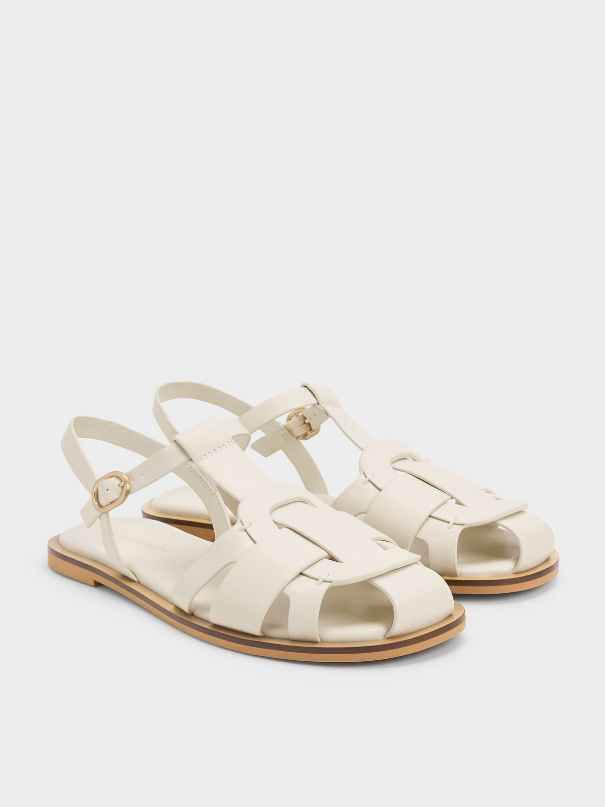 CHARLES & KEITH Value | Easley T-Bar Caged Sandals - Chalk
