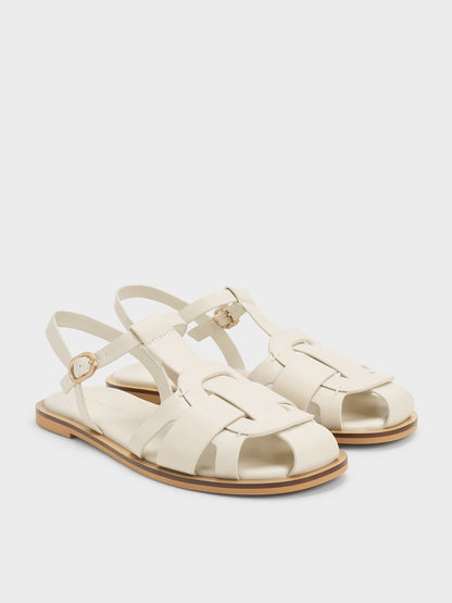 CHARLES & KEITH Value | Easley T-Bar Caged Sandals - Chalk