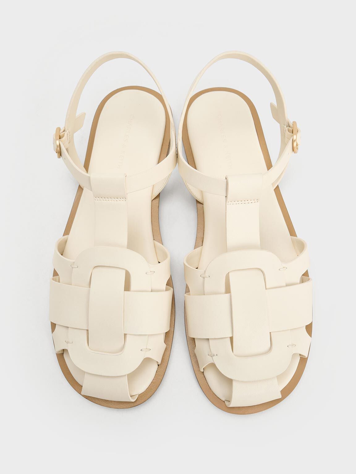 CHARLES & KEITH Value | Easley T-Bar Caged Sandals - Chalk