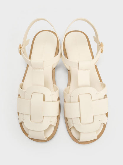 CHARLES & KEITH Value | Easley T-Bar Caged Sandals - Chalk