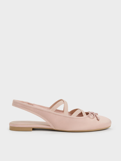 CHARLES & KEITH Sale | Satin Crossover Slingback Ballet Flats - Light Pink