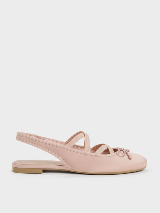 CHARLES & KEITH Sale | Satin Crossover Slingback Ballet Flats - Light Pink