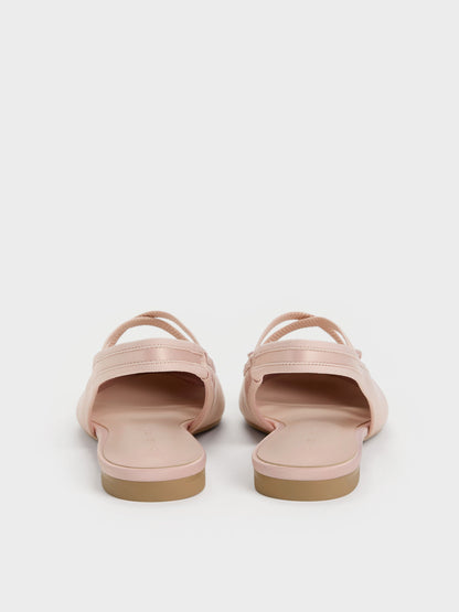 CHARLES & KEITH Sale | Satin Crossover Slingback Ballet Flats - Light Pink