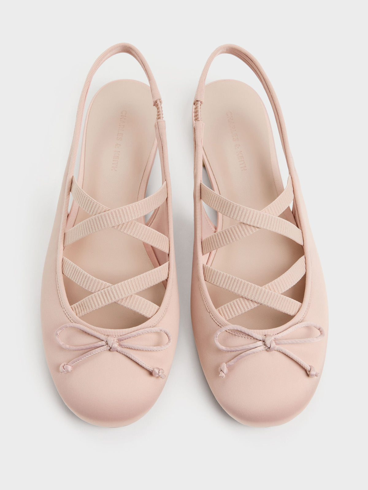 CHARLES & KEITH Sale | Satin Crossover Slingback Ballet Flats - Light Pink