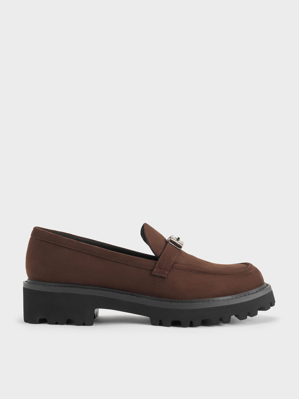 CHARLES & KEITH Best Price | Lando Faux Suede Platform Loafers - Dark Brown Textured