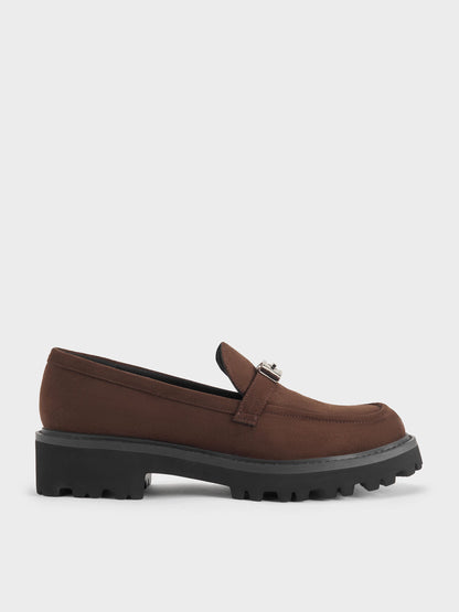 CHARLES & KEITH Best Price | Lando Faux Suede Platform Loafers - Dark Brown Textured