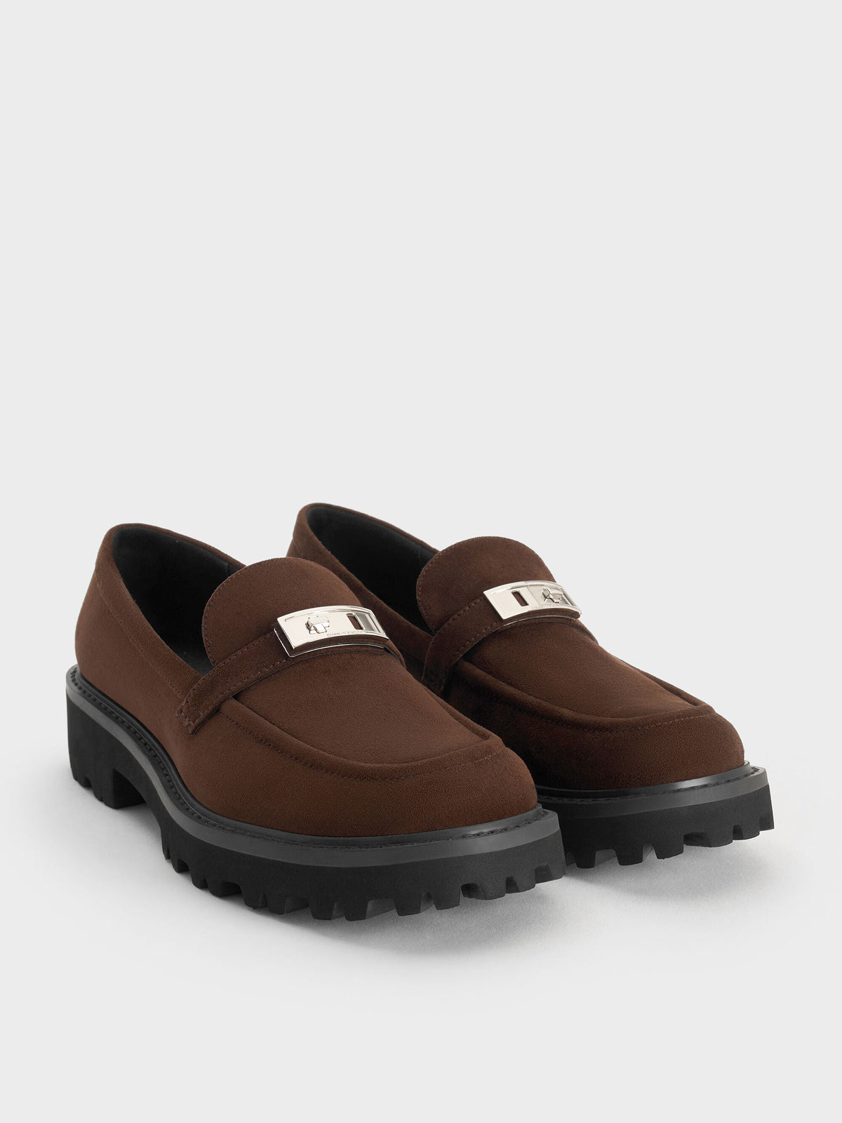 CHARLES & KEITH Best Price | Lando Faux Suede Platform Loafers - Dark Brown Textured