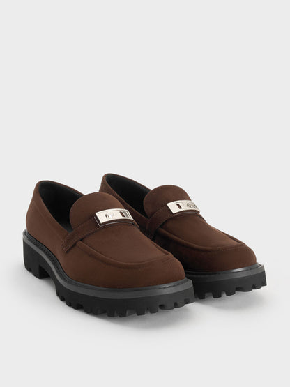 CHARLES & KEITH Best Price | Lando Faux Suede Platform Loafers - Dark Brown Textured