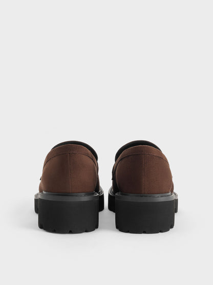 CHARLES & KEITH Best Price | Lando Faux Suede Platform Loafers - Dark Brown Textured
