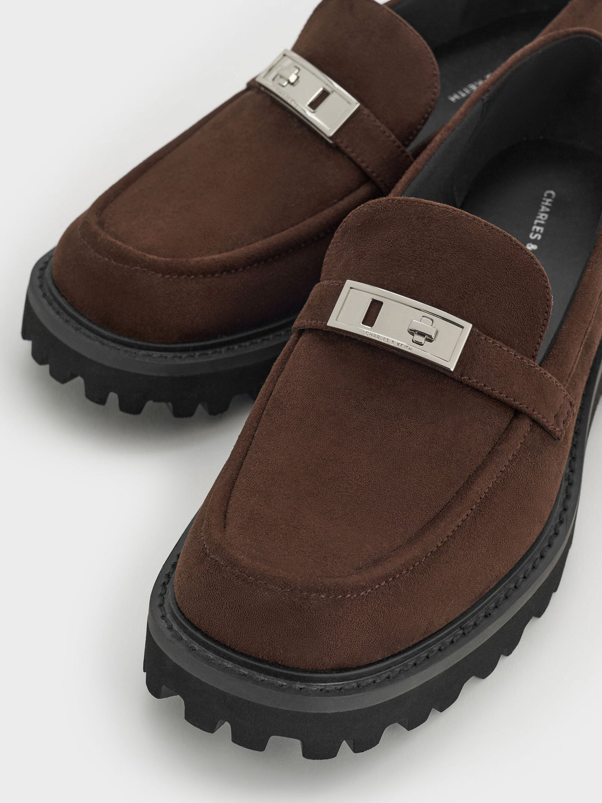 CHARLES & KEITH Best Price | Lando Faux Suede Platform Loafers - Dark Brown Textured