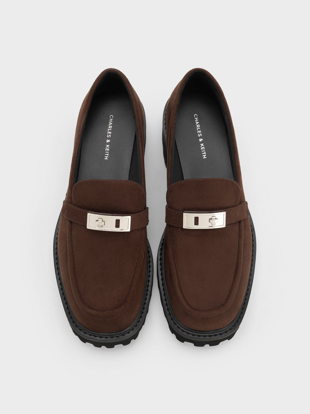 CHARLES & KEITH Best Price | Lando Faux Suede Platform Loafers - Dark Brown Textured