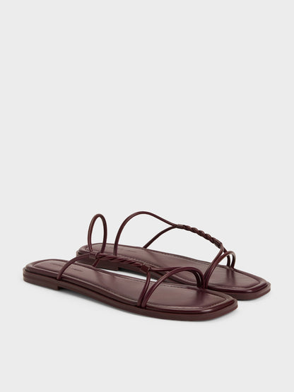 CHARLES & KEITH Hot Sale | Fianna Twist-Strap Slide Sandals - Burgundy