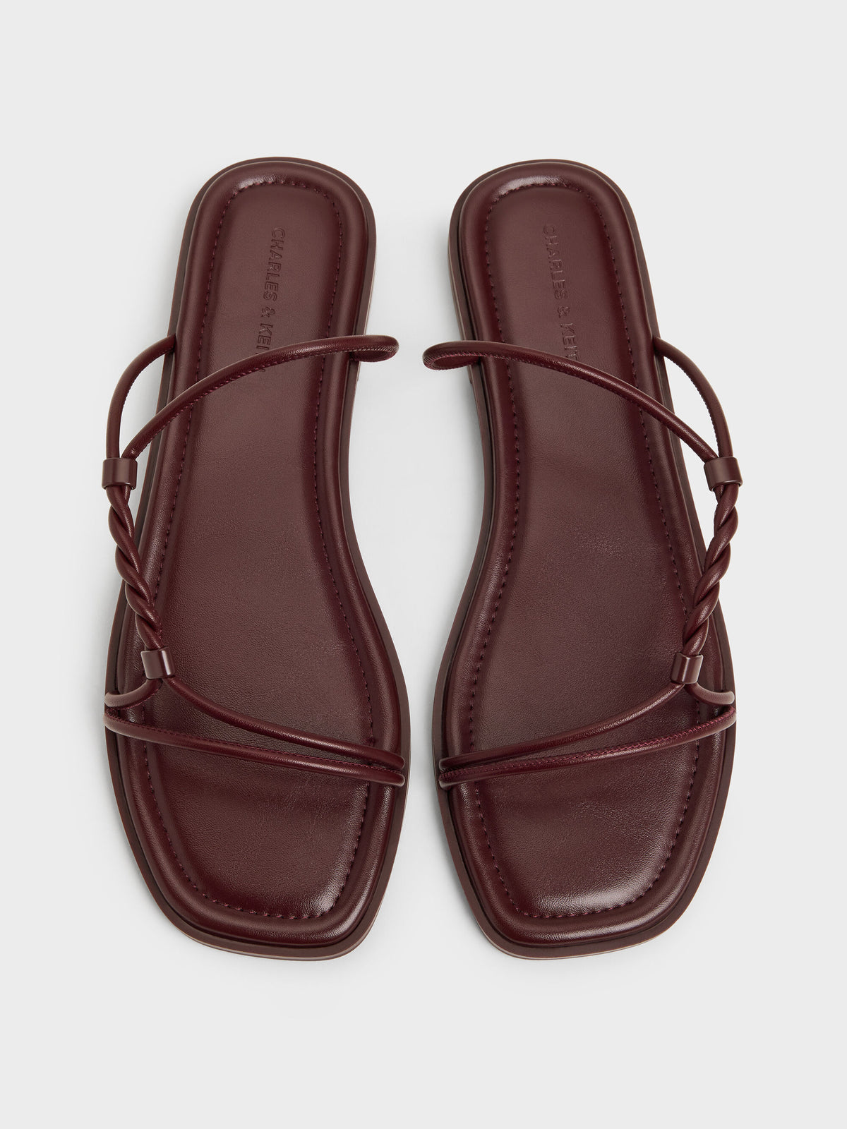 CHARLES & KEITH Hot Sale | Fianna Twist-Strap Slide Sandals - Burgundy