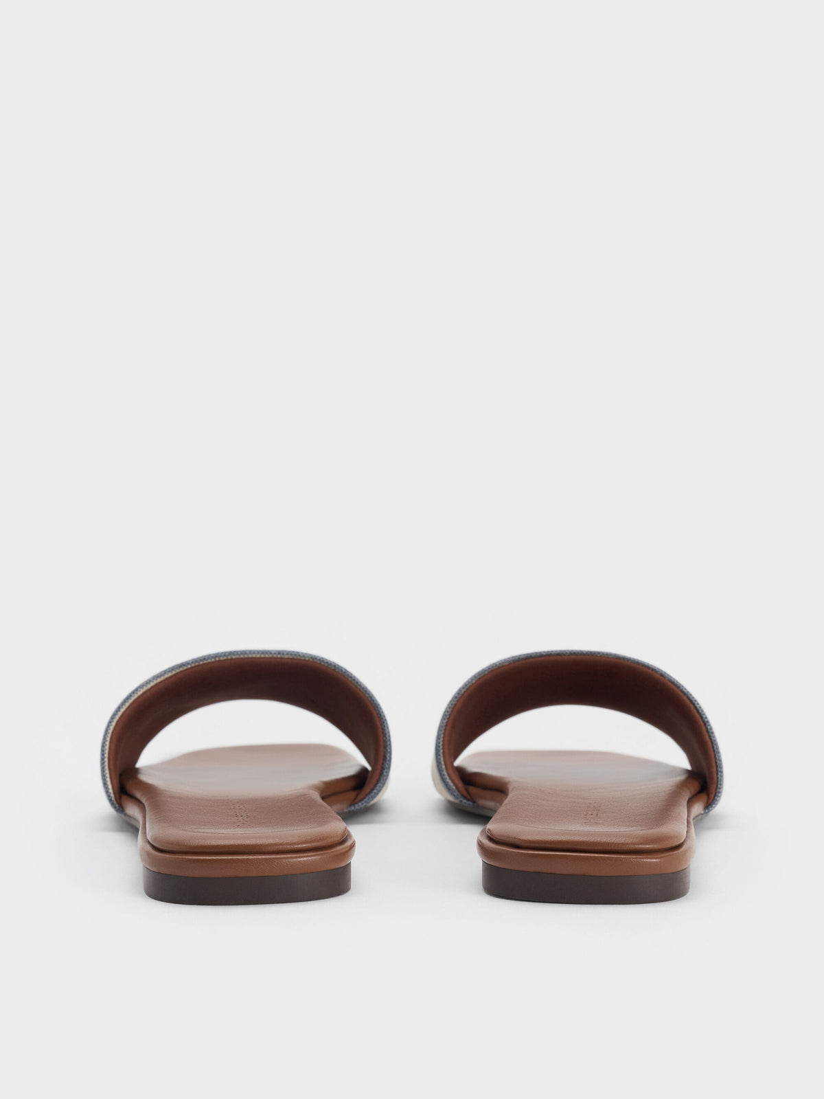 CHARLES & KEITH Trusted | Striped Square-Toe Slide Sandals - Dark Blue