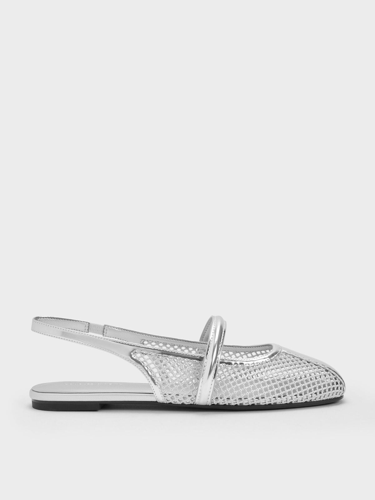 CHARLES & KEITH Smart Buy | Ellory Mesh Slingback Mary Jane Flats - Silver